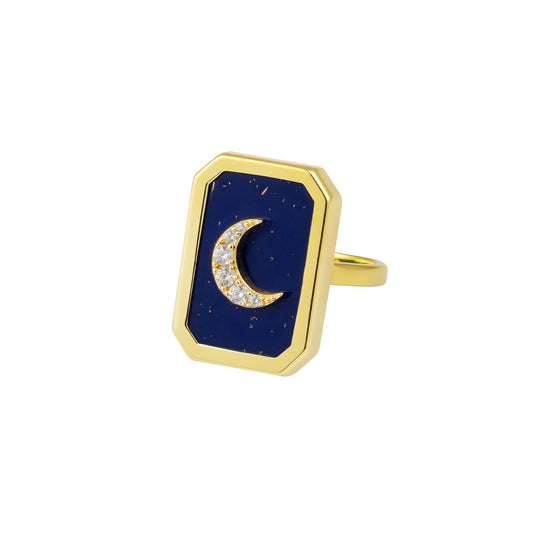 Lapis Moon Ring