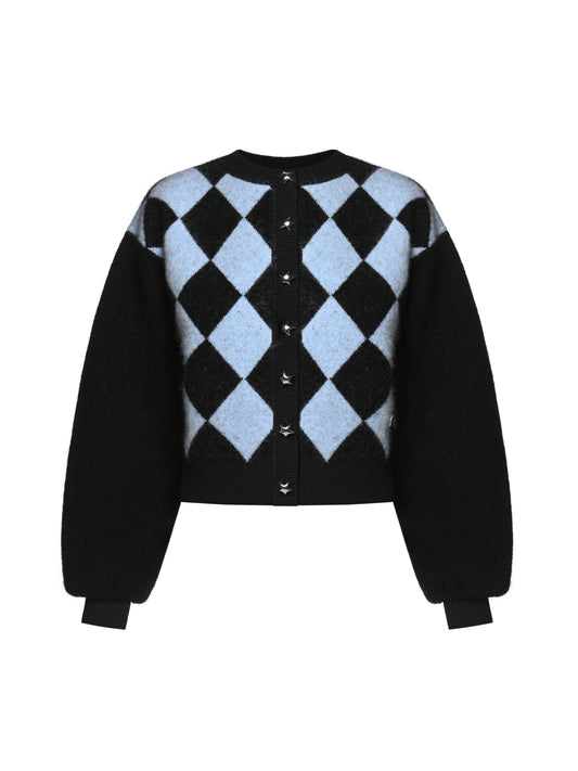 KNIT MOHAIR-WOOL CARDIGAN