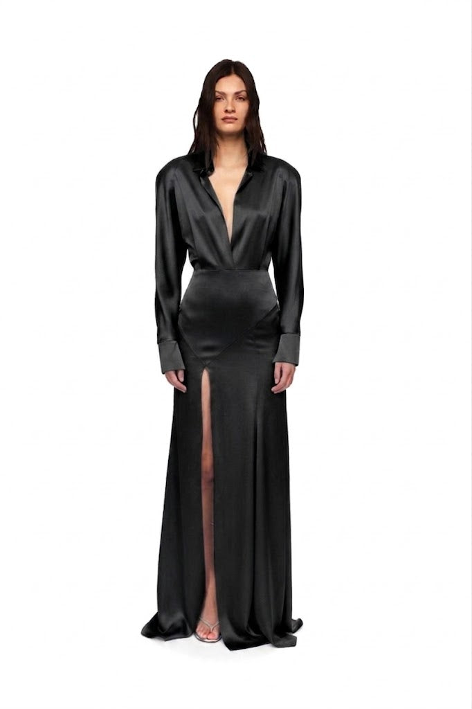 Collared Gown w Open Leg