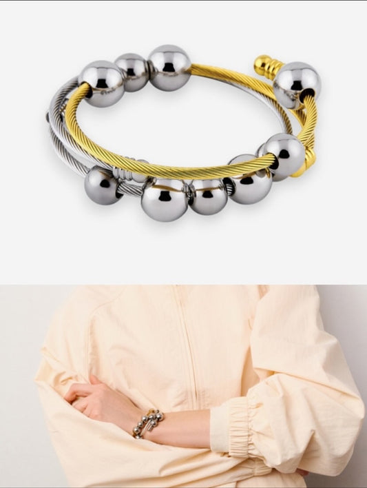 TATI YORK Steel nuts a bicolor set of two steel bracelets