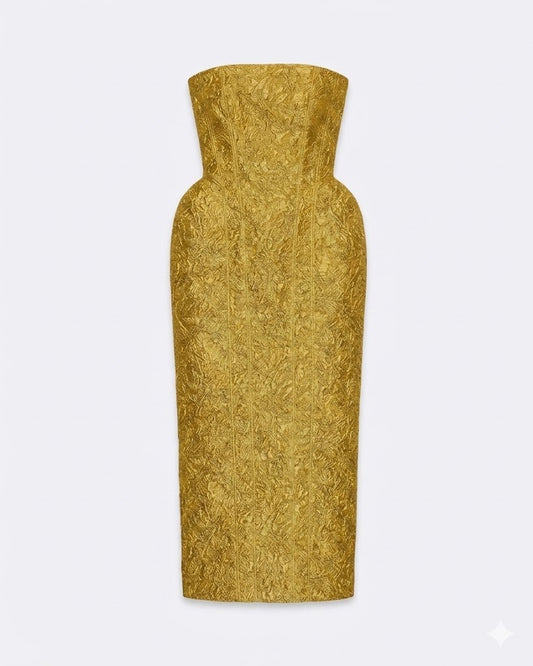 Yellow Jacquard Dress