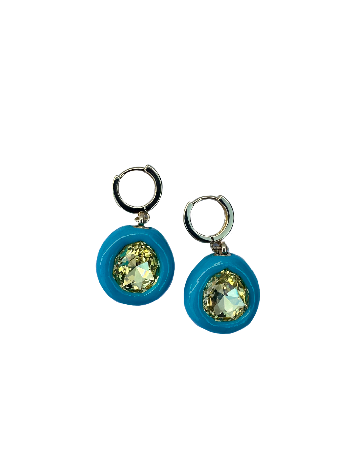 Blue Earrings with Yellow Stone