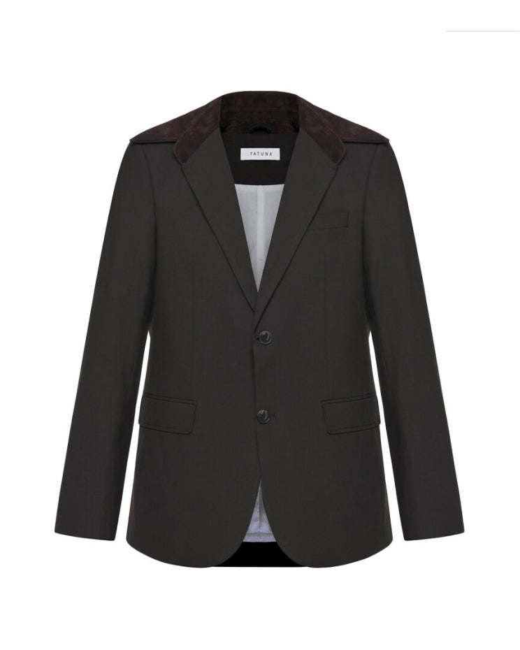 Jacket with suede collar