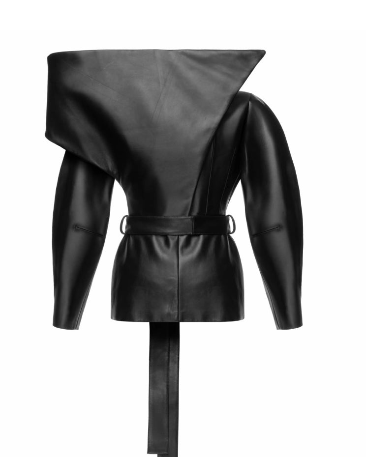 Black Asymmetrical Leather Jacket