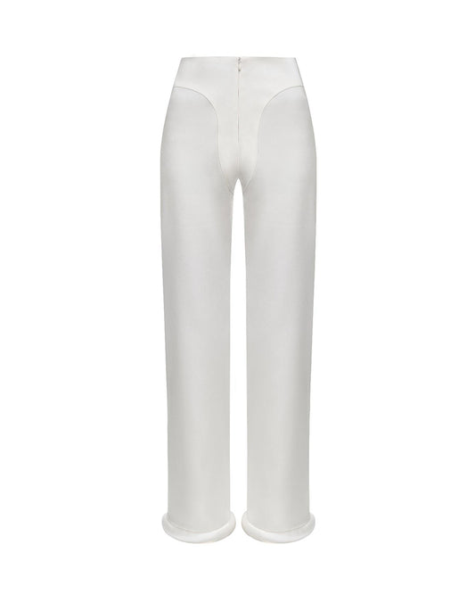 Hight-Waist Pants With Cuffed Hem