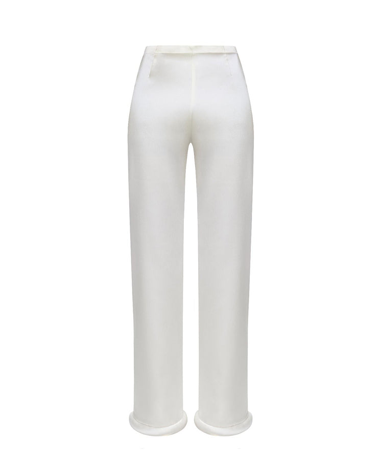 Hight-Waist Pants With Cuffed Hem