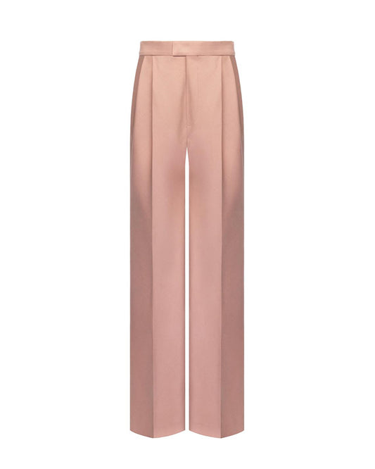 The Pleated Wide Leg Trouser in Dusty Rose