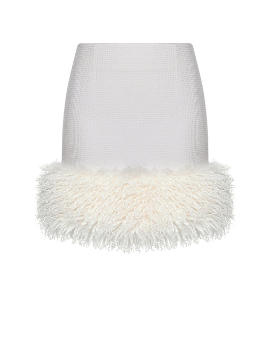 Fur Trimmed Mini Skirt