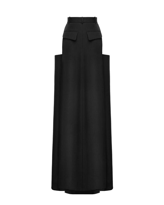 Structured Side-Fold Maxi Skirt