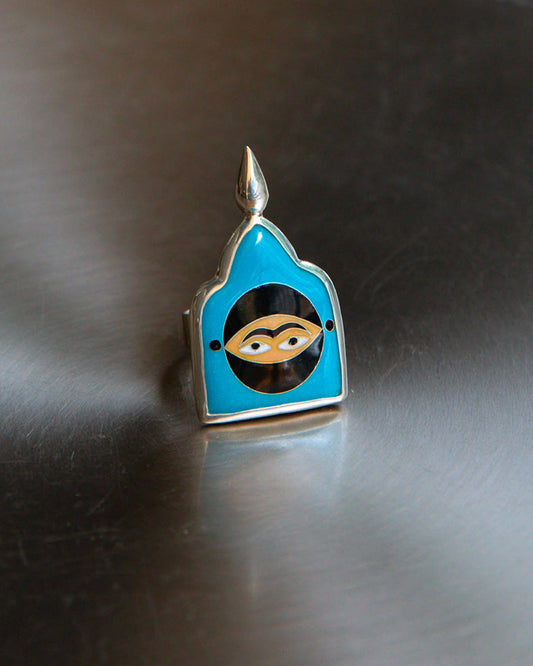 Blue Ring with Face