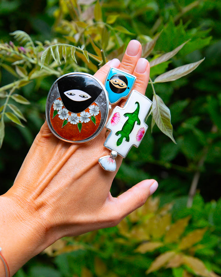 Blue Ring with Face