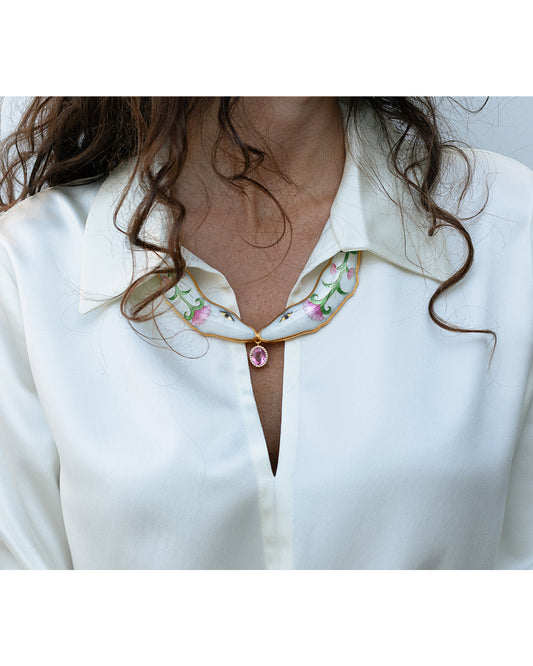 Necklace w Diamonds and Pink Mahenge Spinel Stone