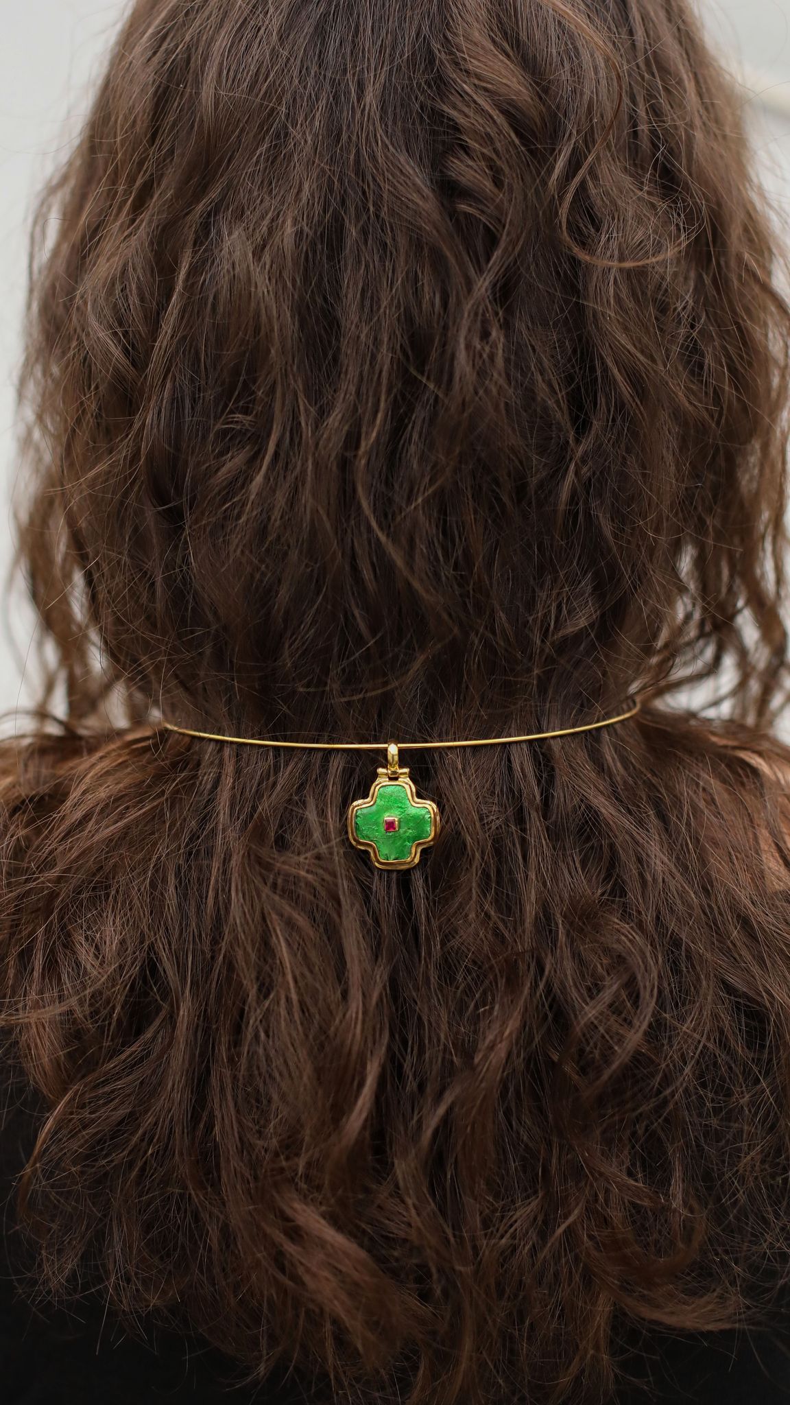 Emerald Crossfire Pendant Necklace