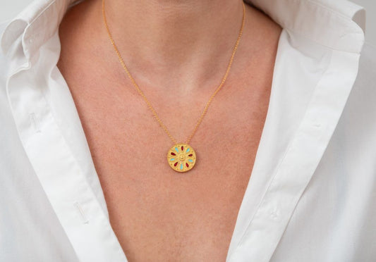 Round necklace with colorful details