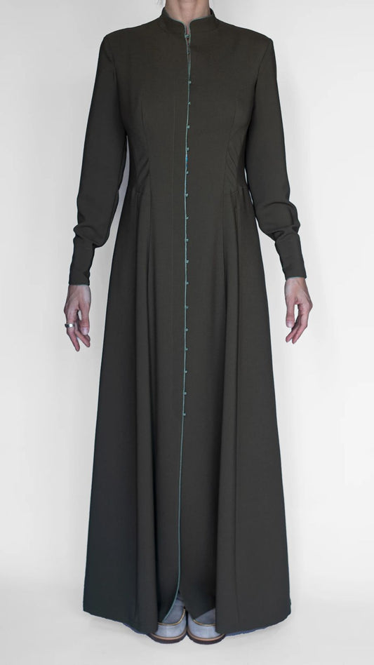 akhalukhi cotton dress Olive back pattern