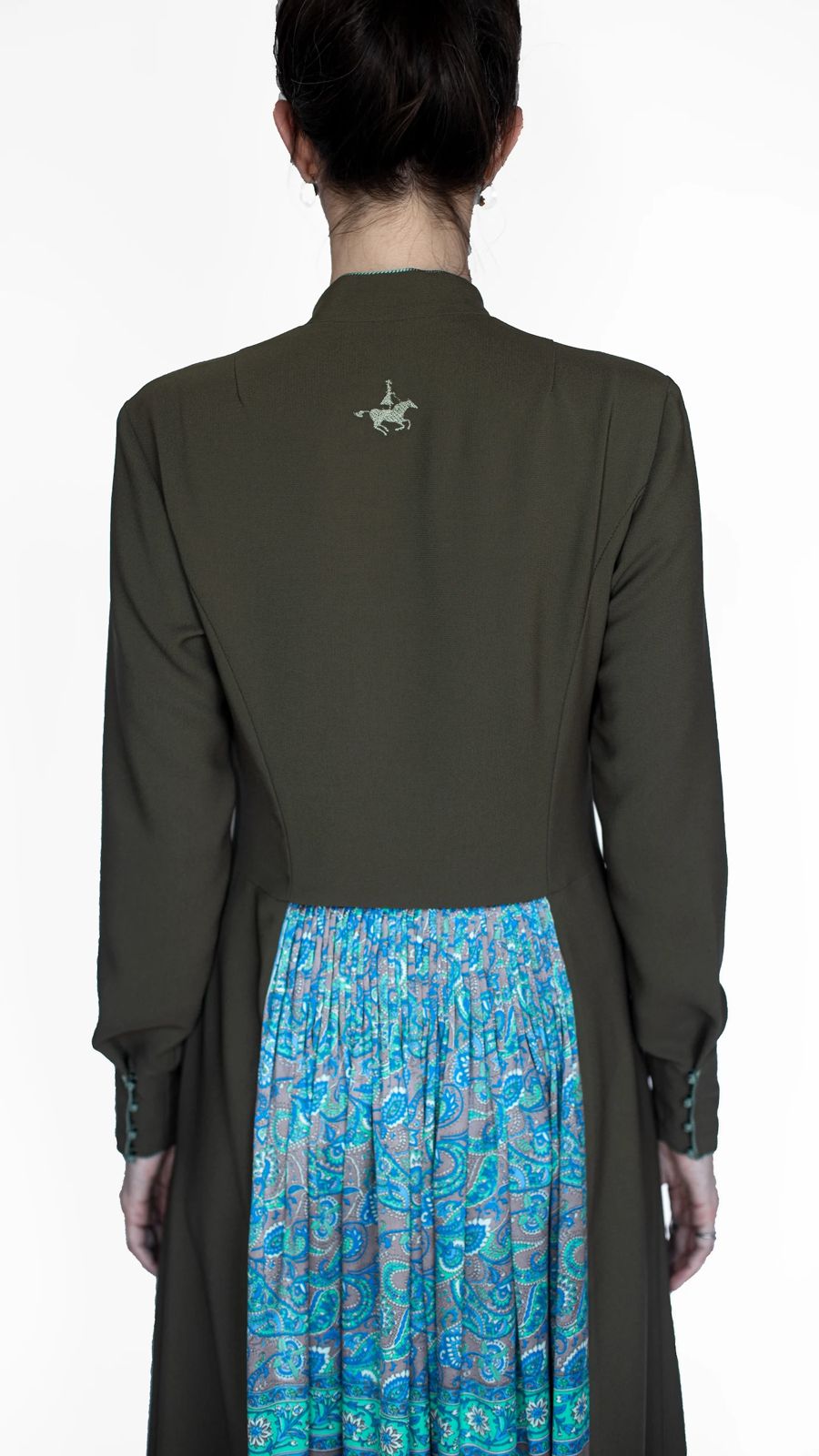 akhalukhi cotton dress Olive back pattern