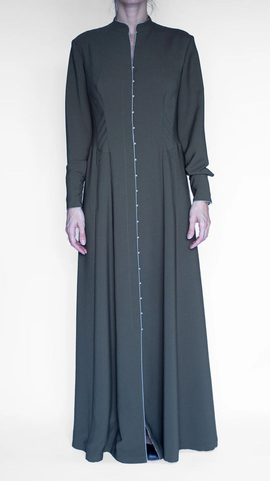 akhalukhi olive cotton dress lavender/gold