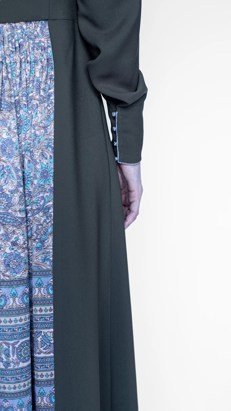 akhalukhi olive cotton dress lavender/gold