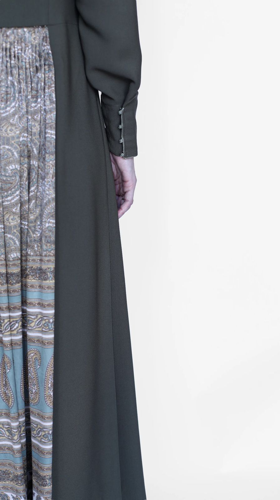 akhalukhi cotton olive dress/gold sky blue