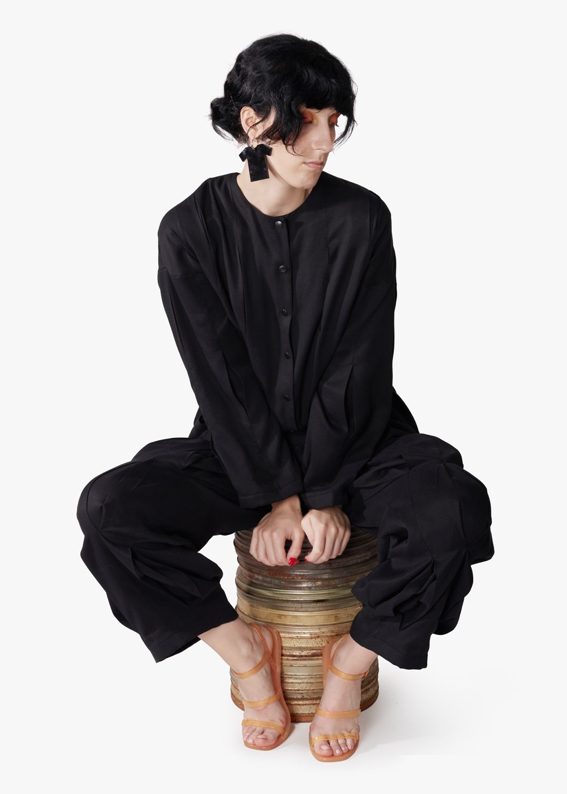 Tencel fake cutout shirt