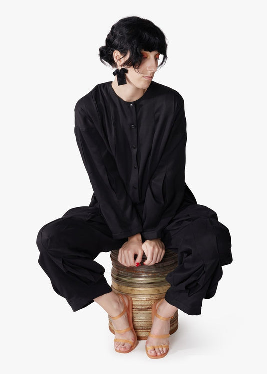 Tencel fake cutout shirt