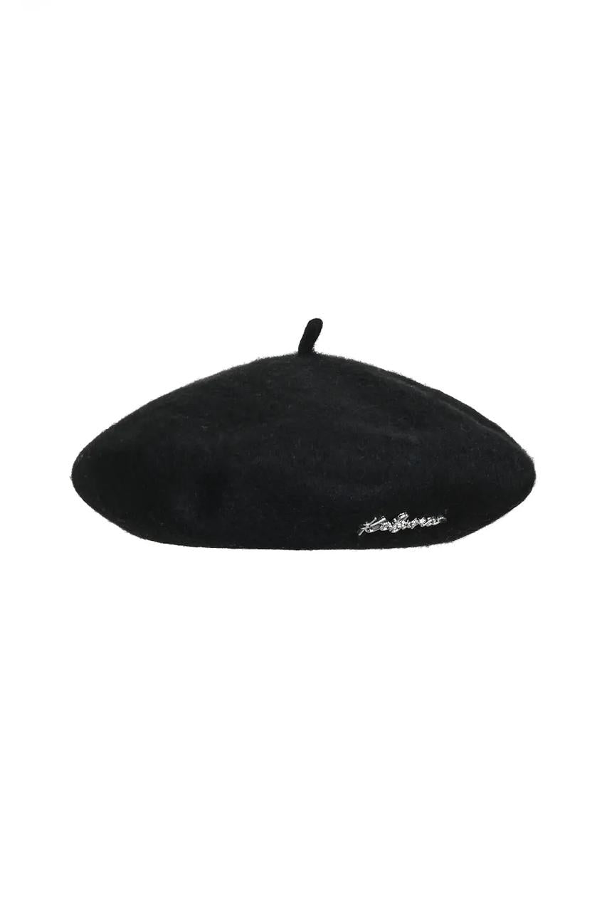 PLAQUE EMBELLISHED WOOL BERET