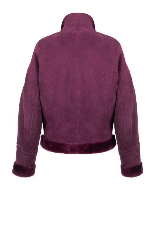 Plum Shearling Leather Jacket
