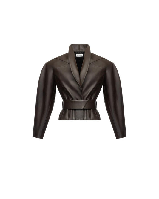 Shawl Lapel Leather Lacket