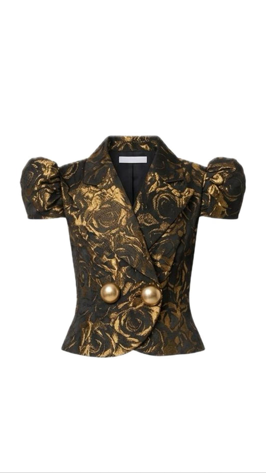 Balloon Sleeve Jacquard Jacket