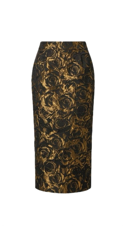 Rose Motif Jacquard Skirt