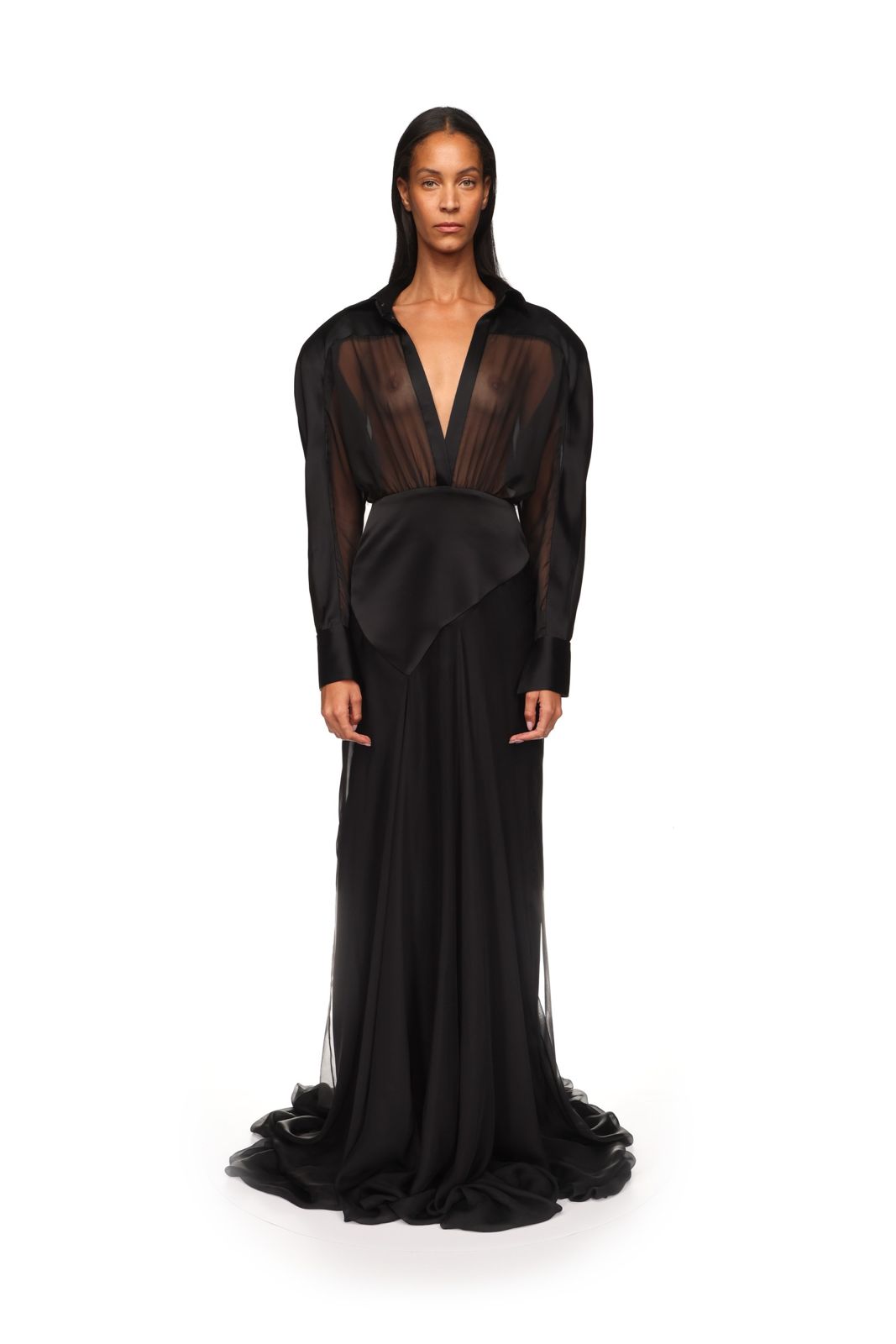 COLLARED CONTRAST PANEL GOWN