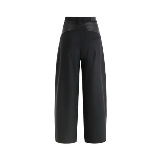 Pants with leather detail