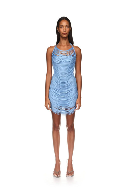 Fringe Draped Mini Knit Dress