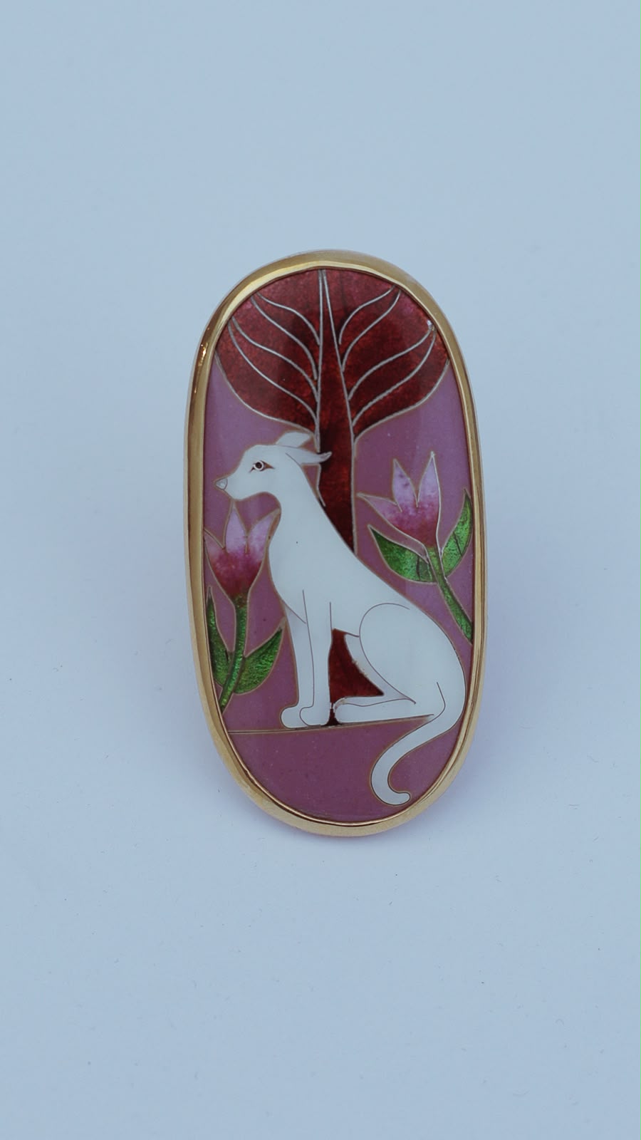 White Hound Enamel Ring