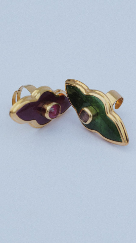 Plum Enamel Gemstone Ring