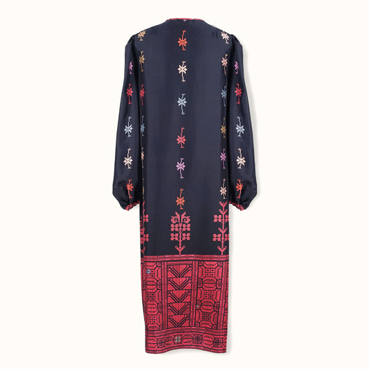 Dress "DESERT FLOWERS" silk on a black background