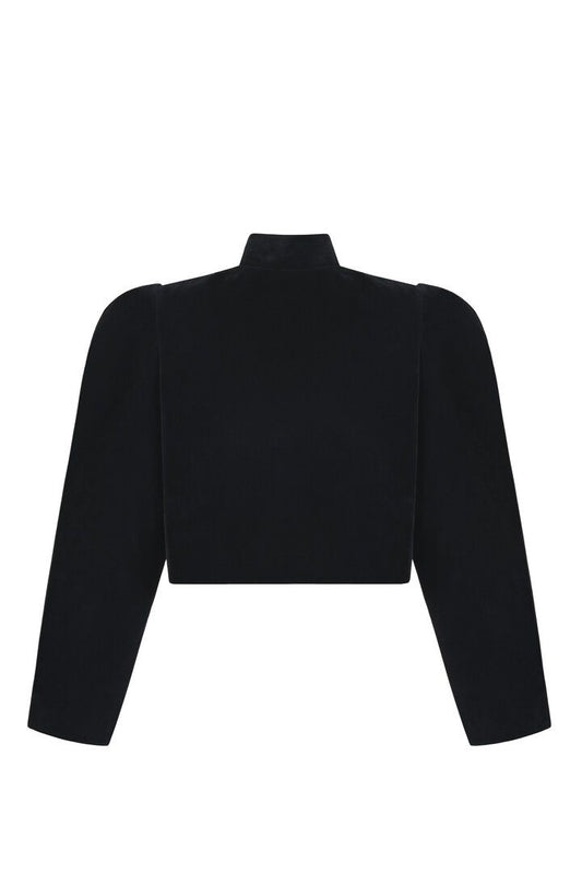 Puff-sleeved velvet jacket