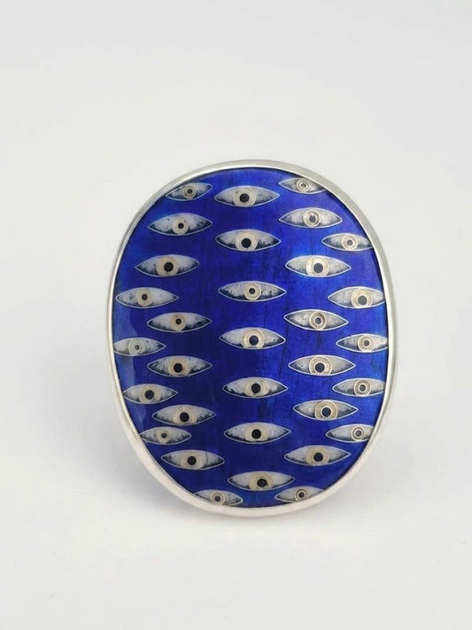 Blue big ring with eyes