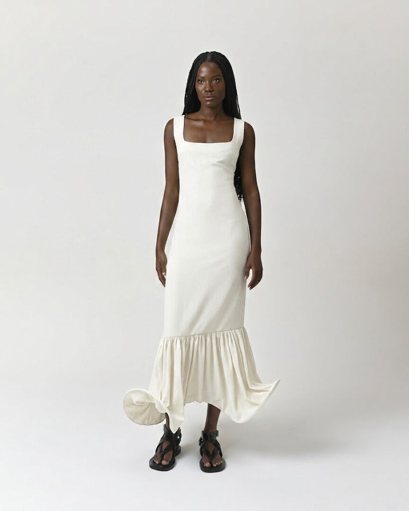 Circle-Pantsed Dress White