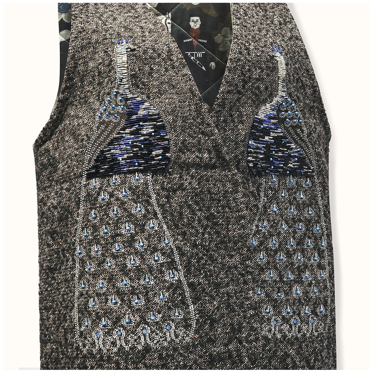 Wool Vest "PEACOCKS" With Embroidery