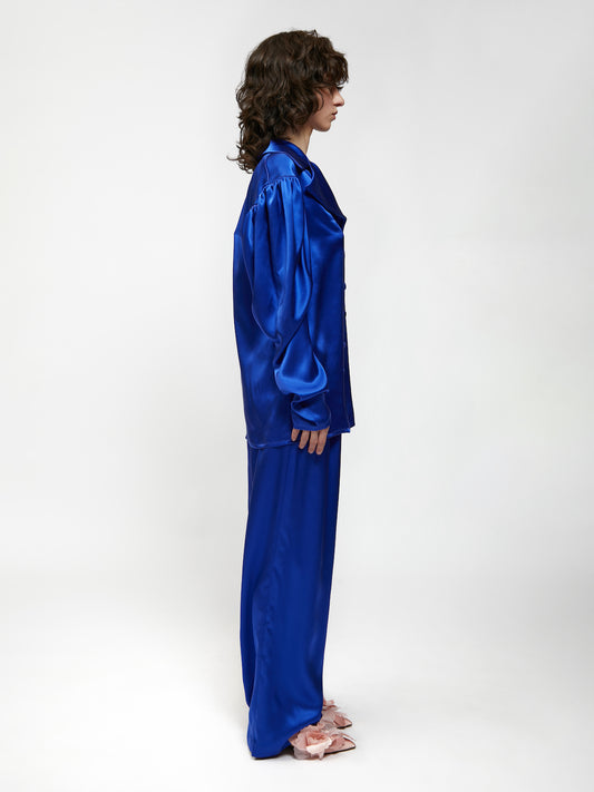 BLUE SILK PANTS