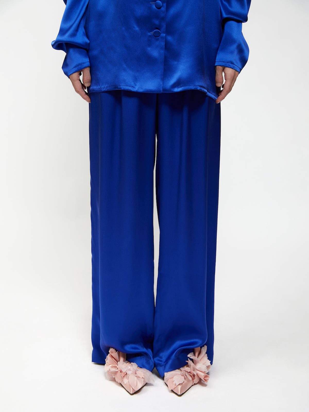 BLUE SILK PANTS