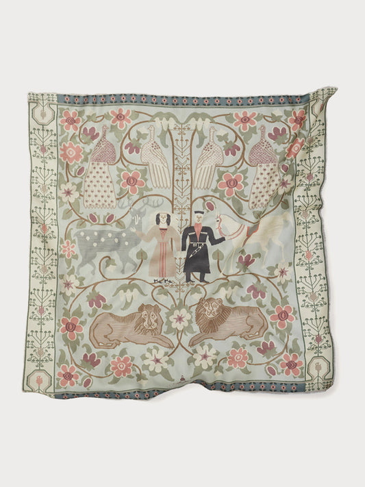 kokosha shawl scarf ,,Georgian wedding'' mint