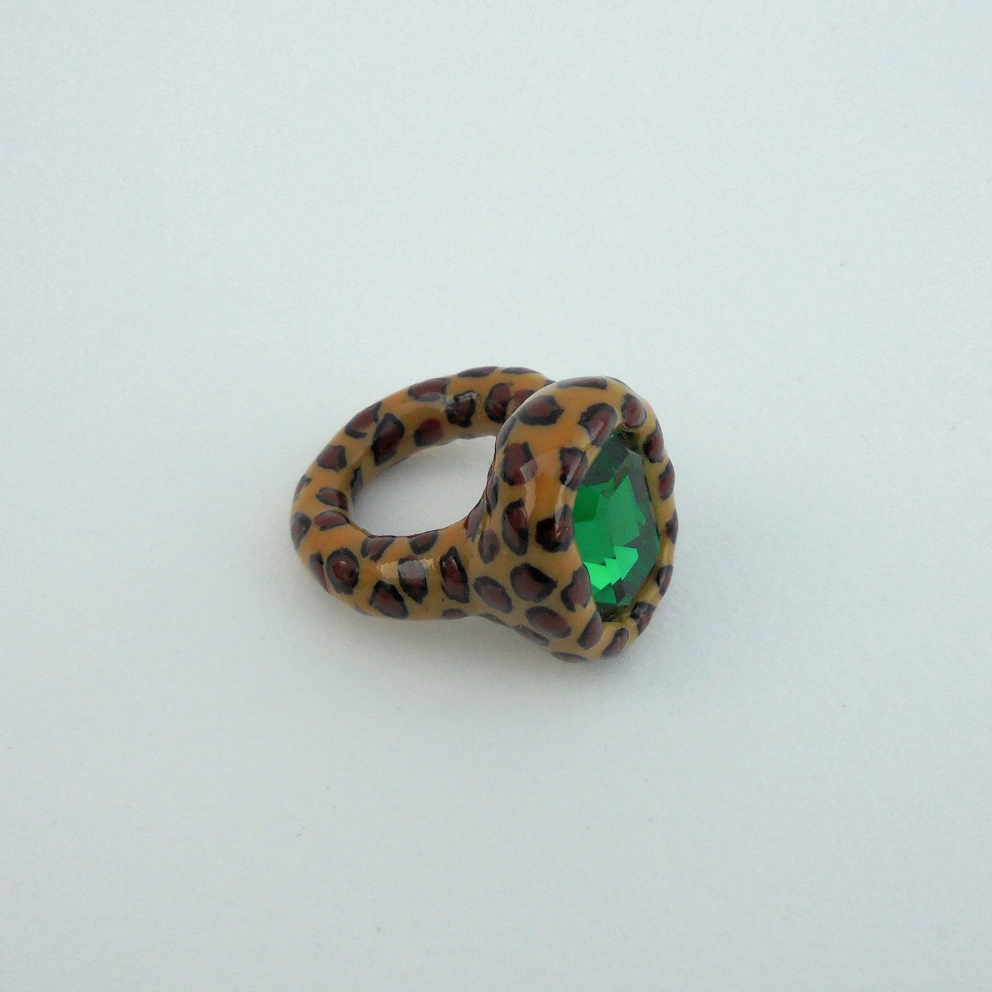 Leopard Ring with Green Stone