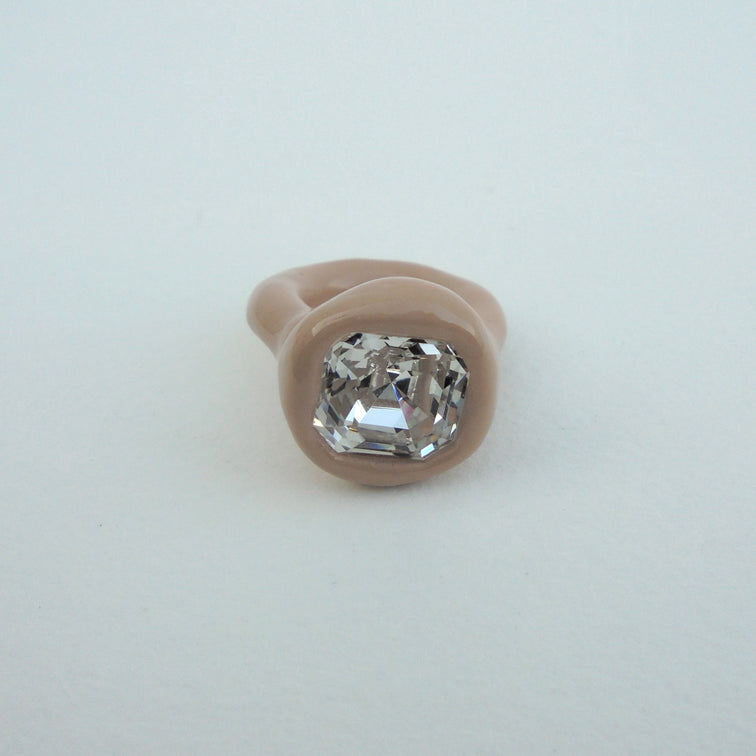 Beige Ring with White Stone