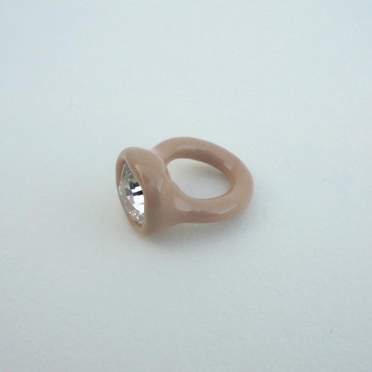 Beige Ring with White Stone