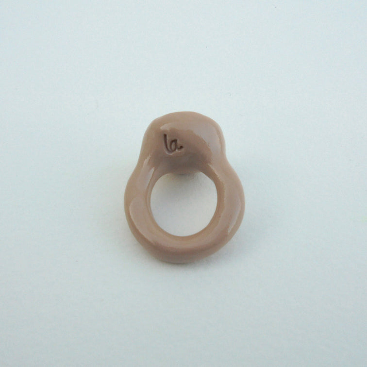 Beige Ring with White Stone