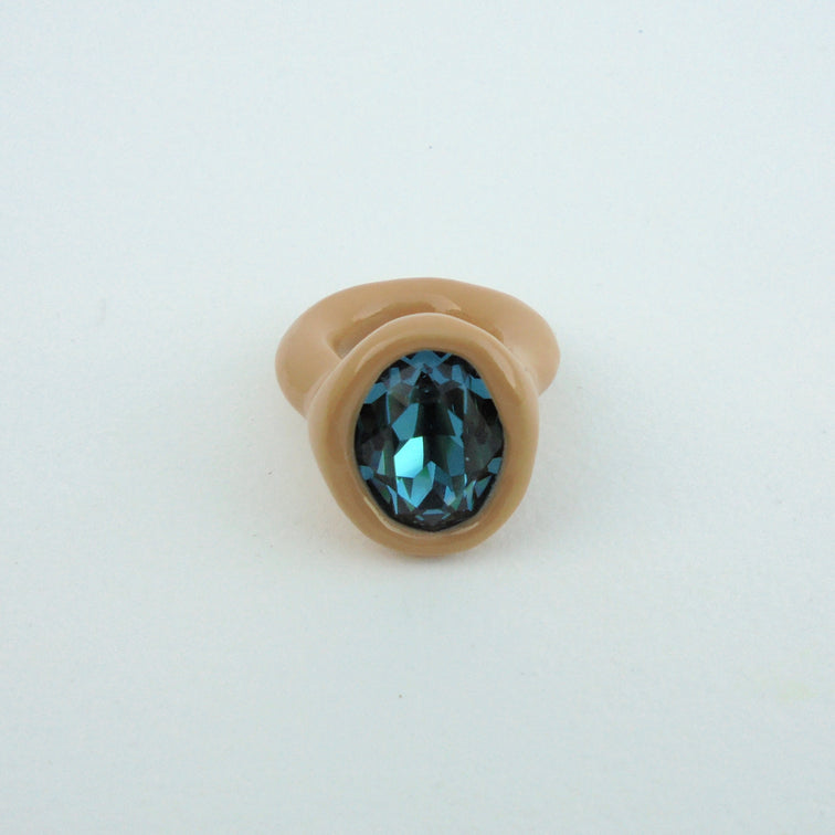 Beige Ring with Blue Stone