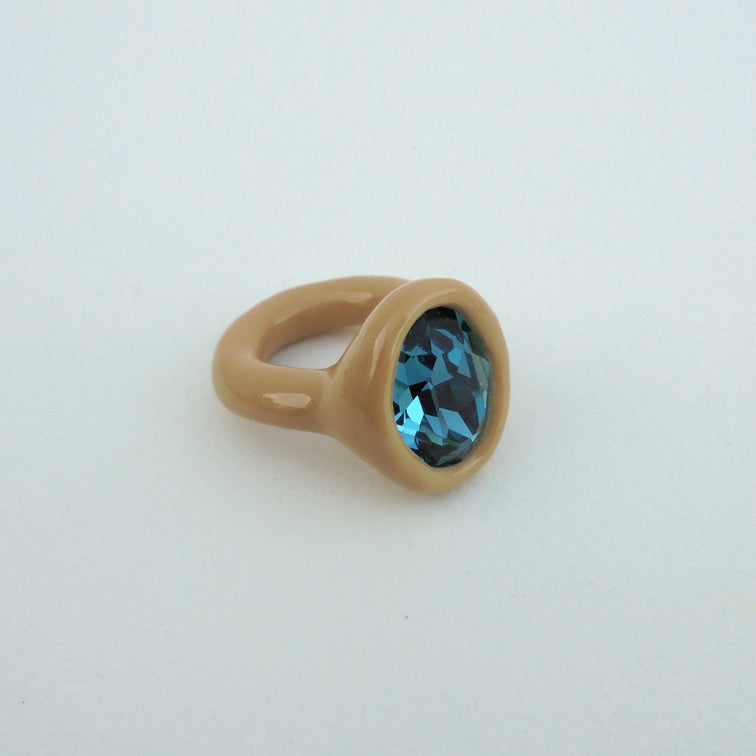 Beige Ring with Blue Stone