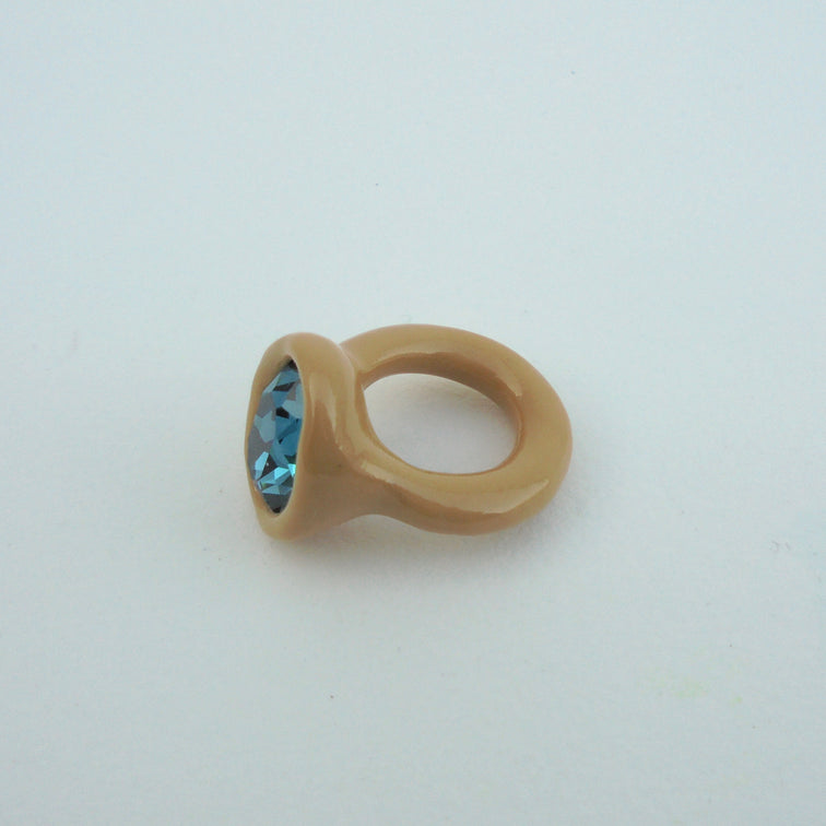 Beige Ring with Blue Stone